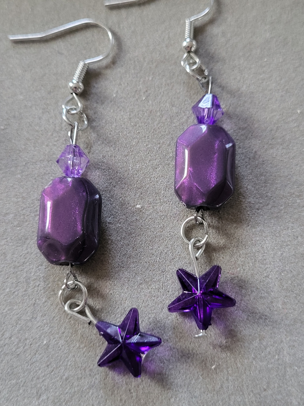 Purple Star Dangle Earrings
